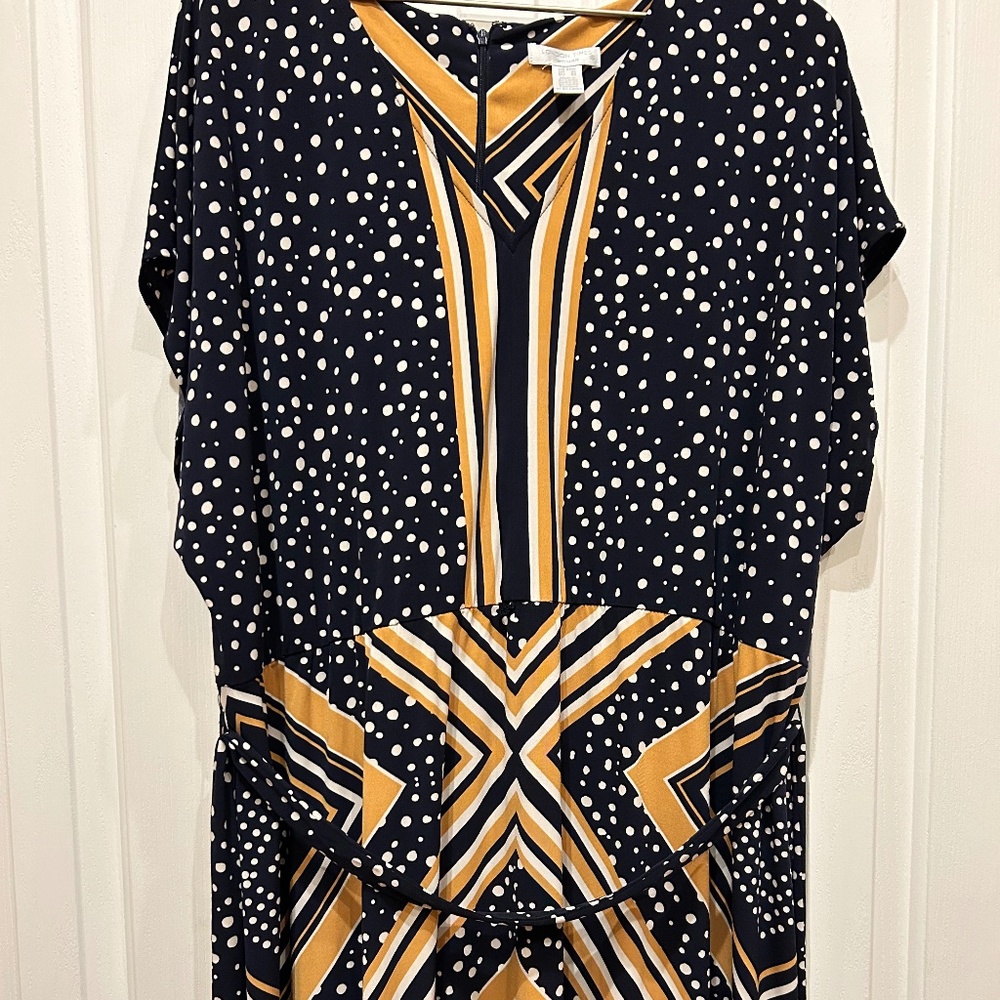 London Times Short Sleeve Midi Shift Dress